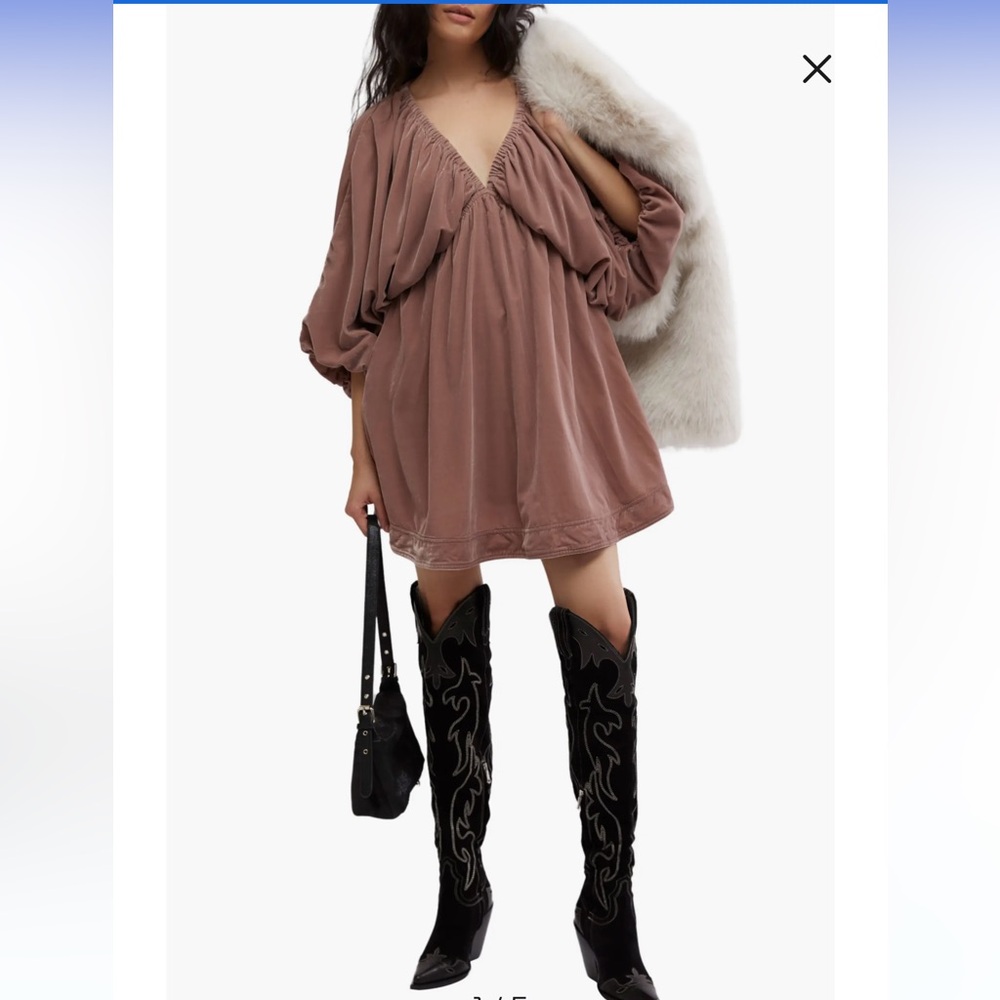 Free People Portia Velvet Babydoll Minidress